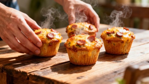 Сытные кексы с колбасой и сыром: быстро и просто на кефире