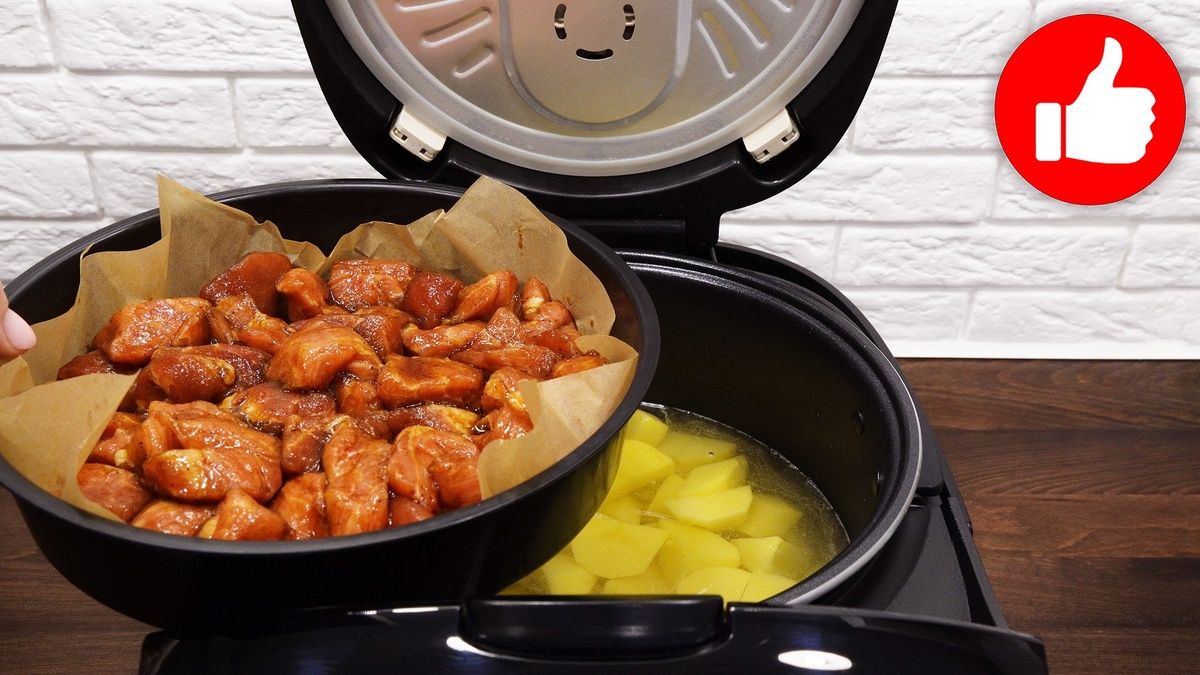 Удобный обед: парная картошка с мясом в мультиварке