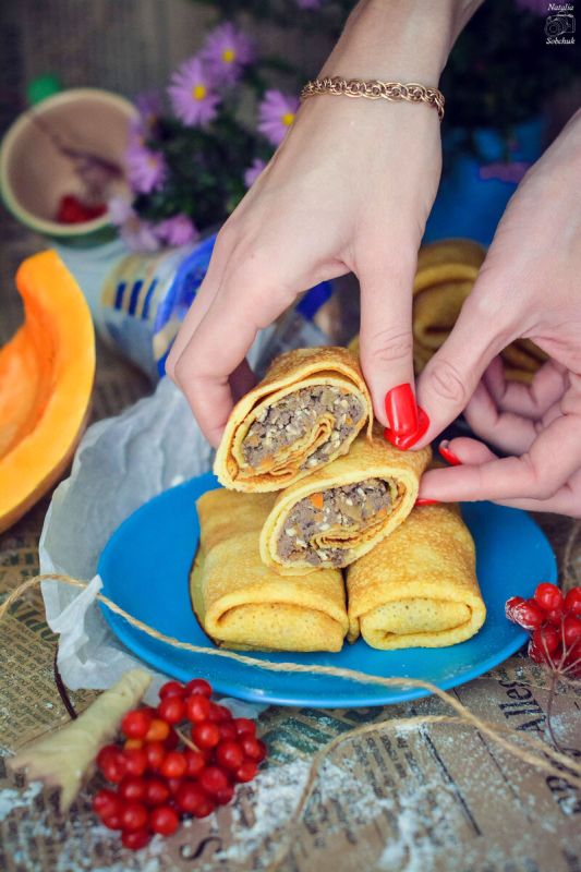 Нежные тыквенные блинчики с печенью и яйцом – идеальный рецепт на Масленицу