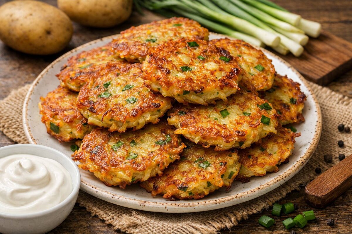 Картофельные драники с зелёным луком: любимое блюдо, которому сложно устоять