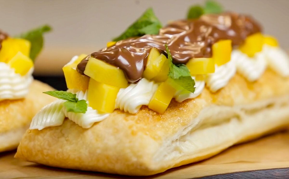 Волшебный десерт с Нутеллой, сливочным сыром и манго