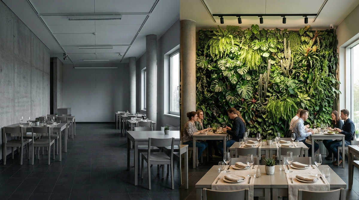 Фитостена как ключ к увеличению прибыли: как зеленый интерьер влияет на средний чек