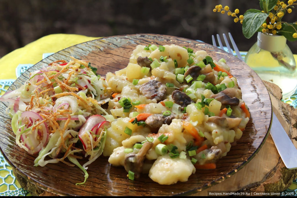 Как приготовить вкусные галушки с картофелем и грибами