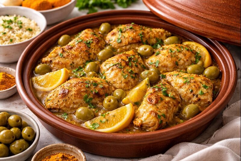 Тажин с курицей и лимонами